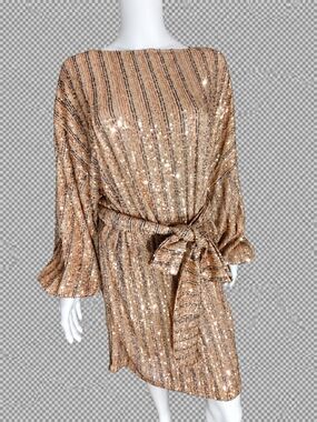 NWT ELOQUII Size 18/20 Coper Striped Belted Sequin Dress        🔥🔥🔥